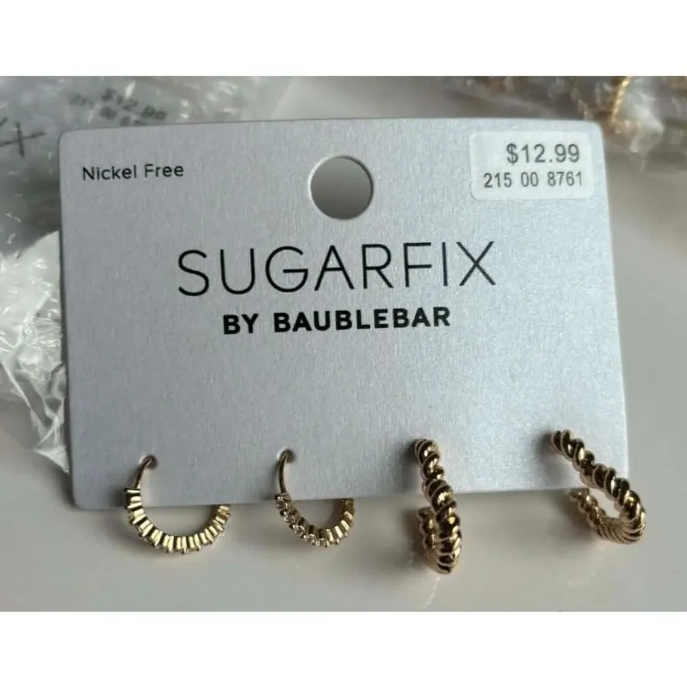 Baublebar Sugarfix Mini Hoops Rhinestone Heart Shape Earrings Lot of 32